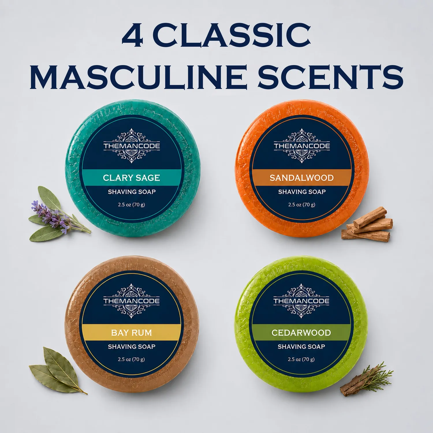 THEMANCODE Shaving Soap Set sapone da barba 4 pezzi sandalo