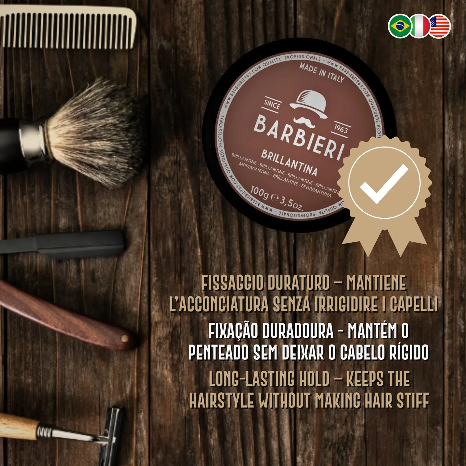 Barbieri 1963 Brillantina Professionale capelli 100 gr effetto bagnato