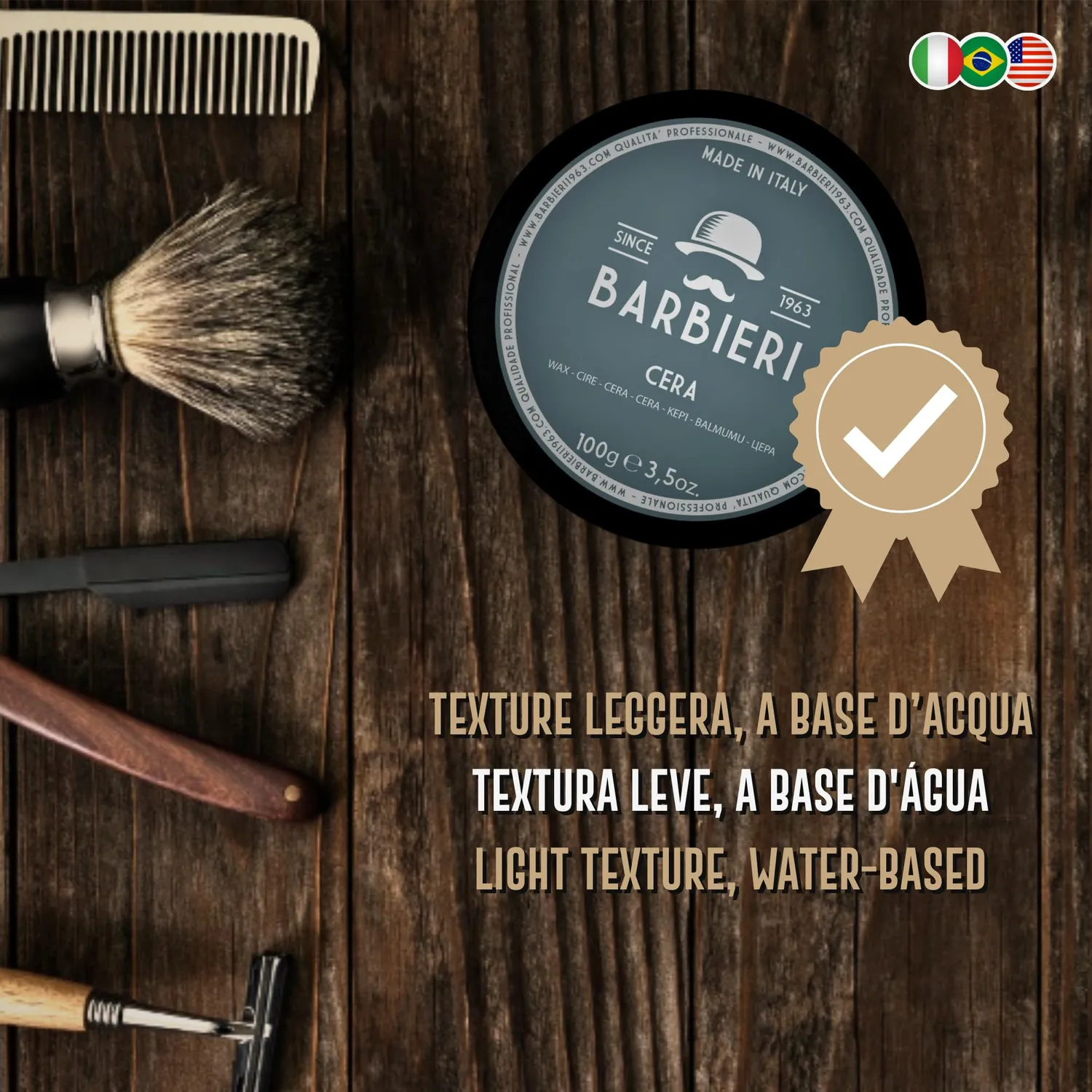 Barbieri cera acqua capelli uomo 100 g effetto bagnato